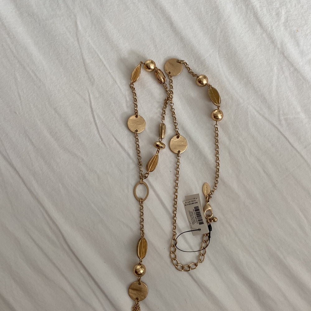 Chico’s gold  long necklaces. NWOT
